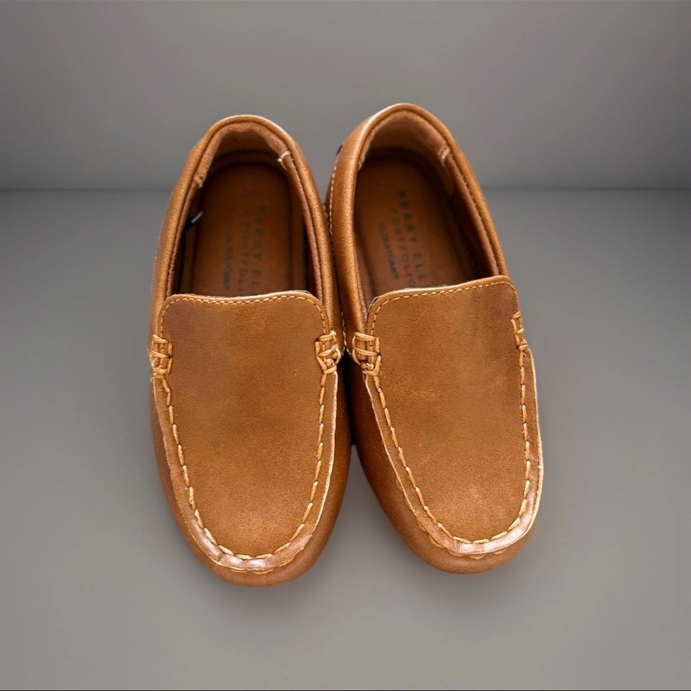Brown Leather Perry Ellis Toddler Loafers Size 5